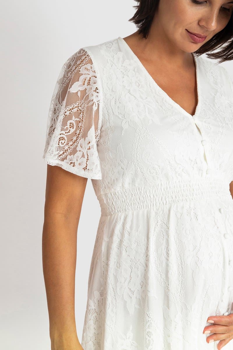 The Wanderer White Lace Maternity Gown.