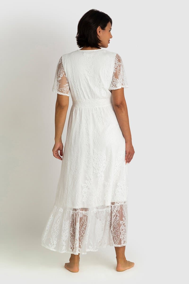 The Wanderer White Lace Maternity Gown.