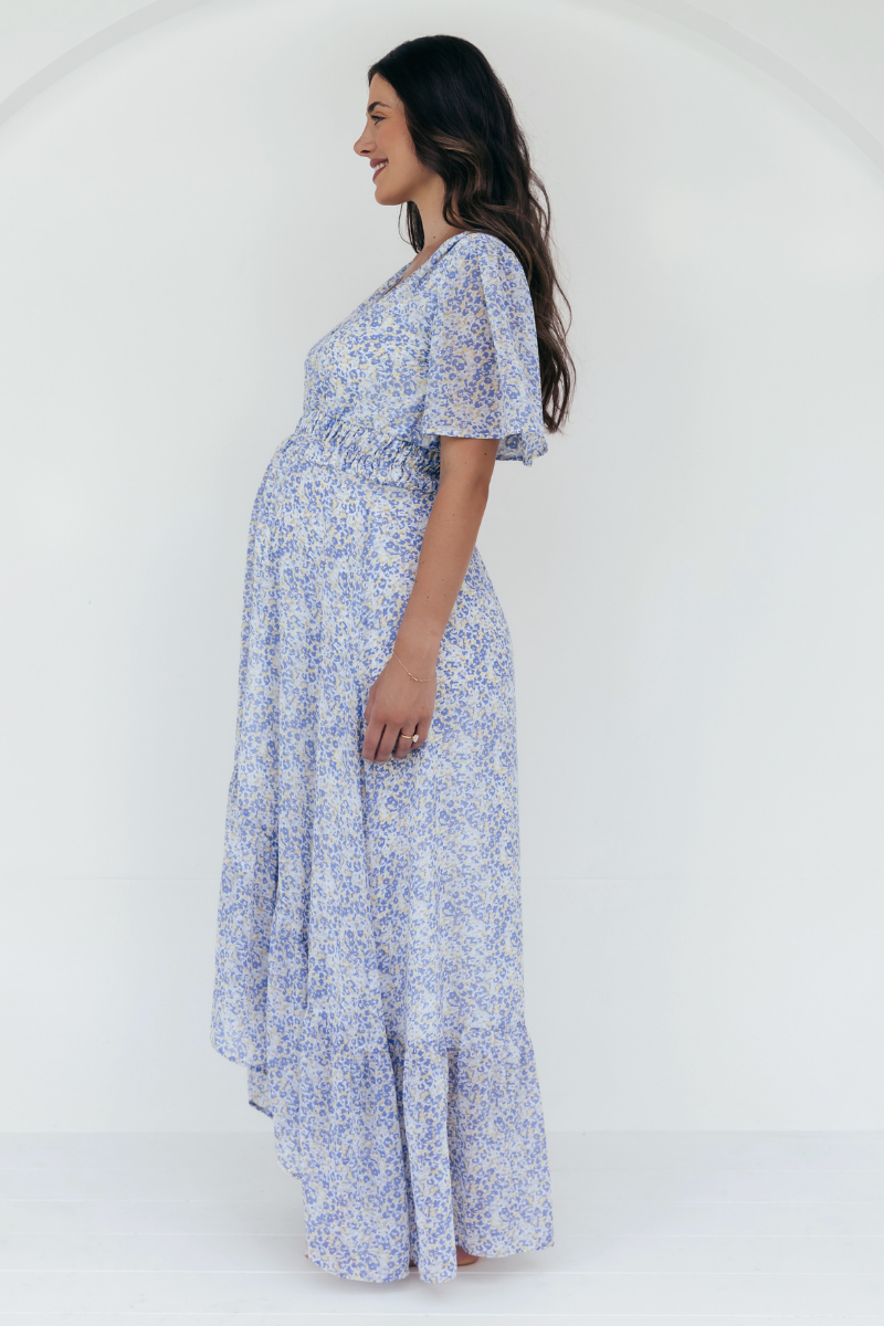 The Wanderer Blue Chiffon Maternity Gown