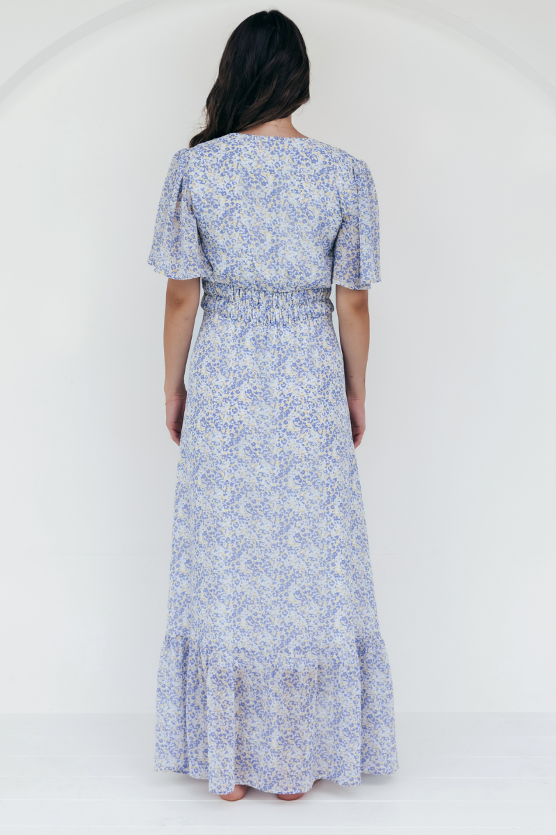 The Wanderer Blue Chiffon Maternity Gown